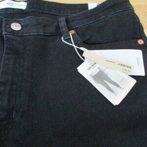 MNG Size 16 ISA Black Denim Skinny Jeans Cropped Mid-Rise NWT